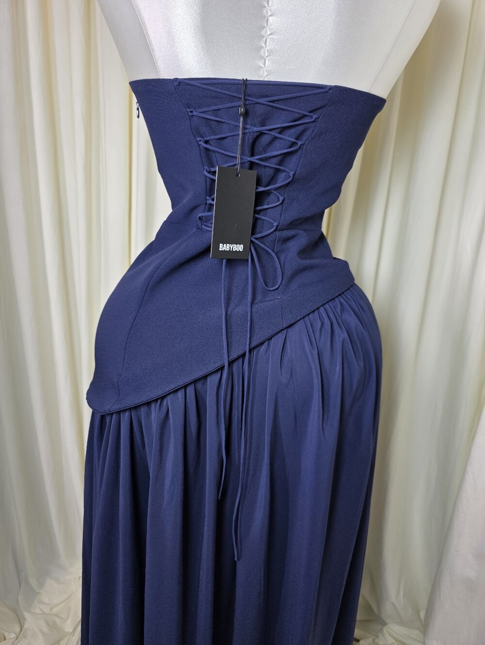 Vestido largo Maliyah - Azul marino BABYBOO NWT $200 - Picture 12 of 16